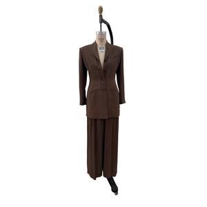 Richard Tyler Women's Suit 90s Viscose Tailored HW Wide Pant Jacket Size 4-6